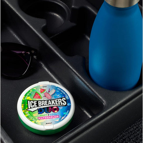 Ice Breakers Duo Fruit Plus Cool Watermelon Sugar Free Mints Tins, 1.3 oz (8 Count)...