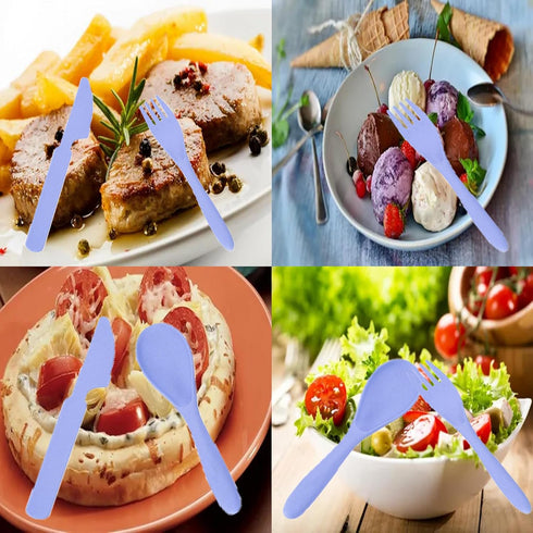 Reusable Travel Utensils Set with Case, Portable Wheat Straw Cutlery Set, BPA-Free and Eco-friendly Knife Spoon Fork, Travel Utensils for Office, ...