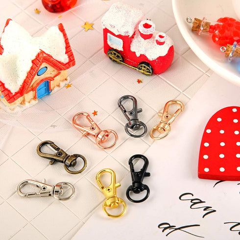 35 Pieces Swivel Clasps Lanyard Snap Hooks Swivel Snap Hooks Metal Keychain Clip Hooks Lobster Claw Clasps for Keychain Key Ring Crafts (White K, ...