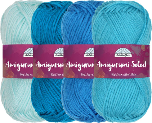 JubileeYarn Amigurumi Select Yarn - Baby Acrylic - Shades of Blue - 4 Skeins...
