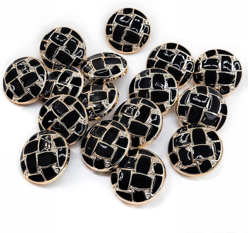 20 PCS 1" Black Round Shank Buttons with Weave Design for Coat Sewing...