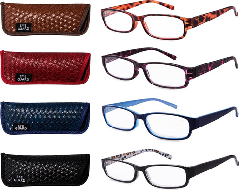 EYEGUARD Readers 4 Pack of Thin and Elegant Womens Reading Glasses with Beautiful Patterns for Ladies 1.50...