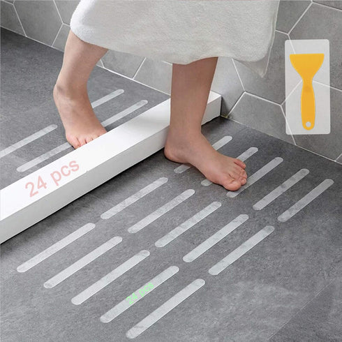 Anti-slip Strips, Safety Shower Treads Stickers - 24 Pcs, Bathtub Non Slip Stickers, Anti Skid Tape for Shower,Tub,Steps, Floor-Strength Adhesive ...