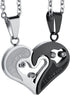 Jstyle Stainless Steel Mens Womens Couple Necklace Pendant Love Heart CZ Puzzle Matching...