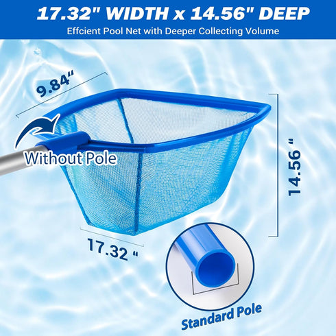 Pool Net - Pool Skimmer Net with 5 Section Adjustable Telescopic Aluminum Pole?23''- 60'', Skimmer Net with Fine Mesh Net, Pool Leaf Net...