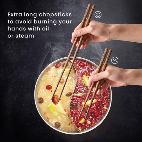 Muso Wood Extra Long Cooking Chopsticks 16.5" Reusable Wenge Wooden Chop Sticks - Japanese Classic Style Chopsticks Kitchen 2 Pairs...