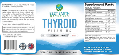 Best Earth Naturals Thyroid Support Supplement for Women and Men - 60 Capsules...
