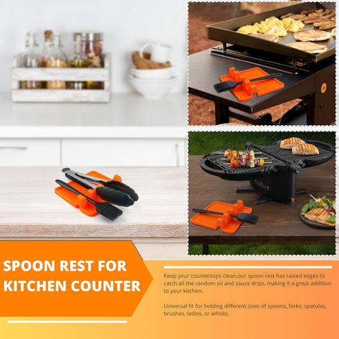 Silicone Griddle Mat Accessories for Blackstone, Spatula Mat with Drip Pad, Side Shelf Mat For Outdoor BBQ Grill Caddy Utensils Rest Spoon Holder ...