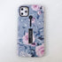 Compatible with iPhone 11 Pro Max Case Finger Grip,3D Embossed Pink Flowers Gray Shell Design,Rugged Shockproof Slim Fit Dual Layer Finger Ring Lo...