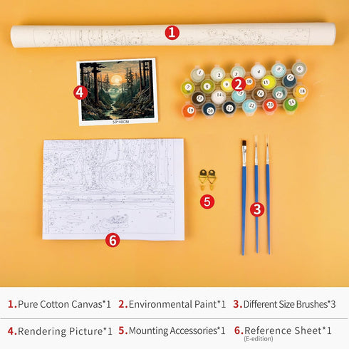 TUMOVO Paint by Number for Adults Canvas Forest Landscape Adult Paint by Number Kits Adults' Paint-by-Number Kits DIY Painting for Adults Paint by...