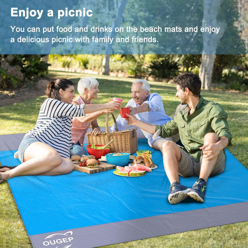Beach Blanket, Beach Mat Sand Free Waterproof 79" X 83" Suitable for 4-7 Adults, Waterproof Lightweight Picnic Blankets for Travel, Camping, Hikin...