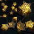 6 ft 10 LED Metal Rattan Style Star String Fairy Lights Garland, Battery Operated, Wedding Holiday Christmas Tree, Valentine Kid’s Room Bedroom De...