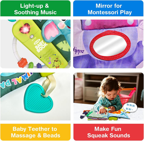 Baby Books Toys 6-12 Months - Baby Musical Toys Newborn Montessori Toys for Babies - Soft 3D Activity Cloth Tummy Time Book - Infant Early Develop...