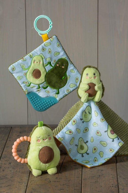 Mary Meyer Crinkle Teether Toy with Baby Paper and Squeaker, 6 x 6-Inches, Yummy Avocado (44141)...
