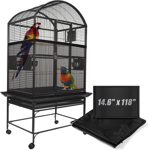 Bird Cage Netting Seed Catcher - Adjustable Bird Cage Skirt Seed Catcher, Large Soft Breathable Mesh Bird Seed Catcher for Indoor Round Square Cag...