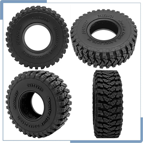 Soft Rubber RC 1.0 Tires 58MM with Foam Insert 4PCS for 1/18 TRX4M Upgrades 1/24 SCX24 Tires...