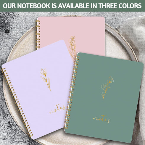 ABERLLS Spiral Notebook Journal For Women, Cute Dark Green 10.6" x 8.5" College Ruled Notebook with Lined Pages, Aesthetic Supplies to Stay Organi...