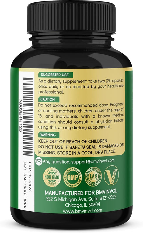 BMVINVOL Psyllium Husk Fiber Supplement t with Fenugreek, Apple Cider Vinegar, Turmeric, Ginger, Black Pepper- Digestion Health Support - 60 Capsu...