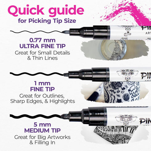 PINTAR Black & White Markers - Outline Watercolor Paint Pens - Drawing & Calligraphy Markers - Acrylic Paint Pens for Rock Painting, Wood, Glass, ...