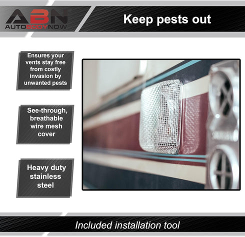 ABN RV Furnace/Water Heater/Battery Vent Cover & Install Tool, 4.5 x 4.5 x 1.3in Camper Trailer Bug Insect Screen...