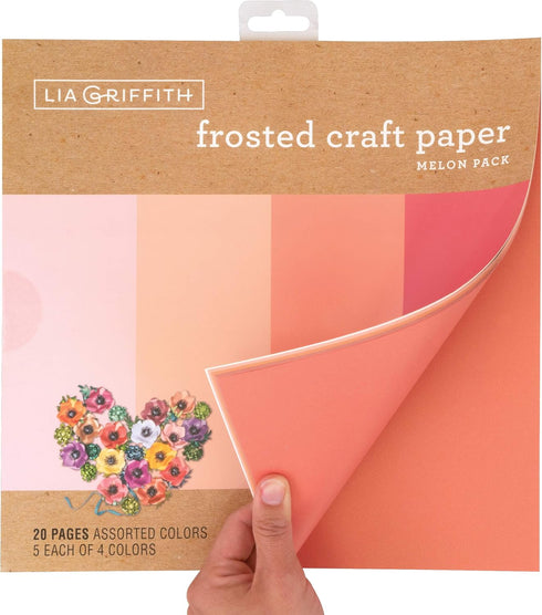 Lia Griffith Frosted Craft Paper, 12" x 12", Melon Pack 20 Sheets...