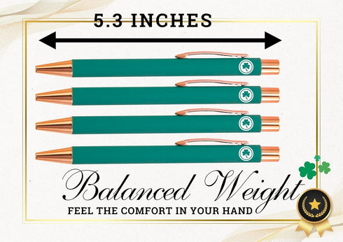 InnoBeta Irish Gifts for Women, Men, Teens, Ballpoint Pen Set of 4, Lucky Shamrock Irish Theme Stuff for Friends, Coworkers...