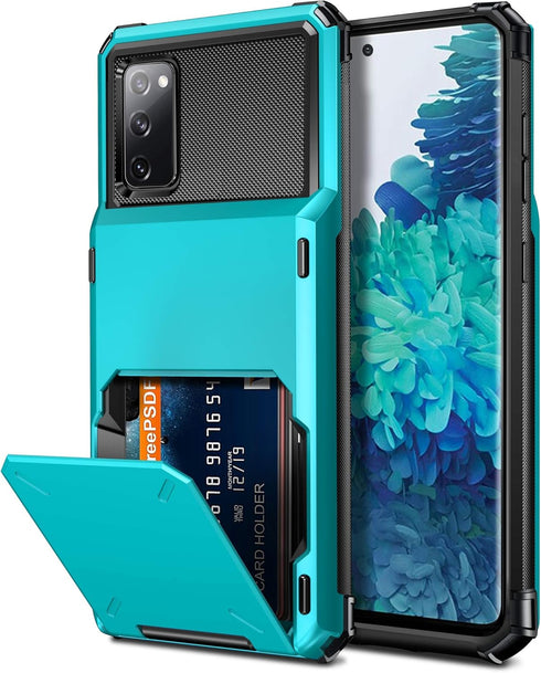 Vofolen for Galaxy S20 FE 5G Case Wallet Credit Card Holder 4-Card Slot Hidden Back Pocket Dual Layer Hybrid Rugged Rubber Bumper Protective Hard ...