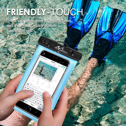 MoKo Waterproof Phone Pouch, Underwater Cellphone Case Bag with Lanyard Armband Compatible with iPhone 14 13 12 11 Pro Max X/Xr/Xs Max/SE 3, 8/7/6...