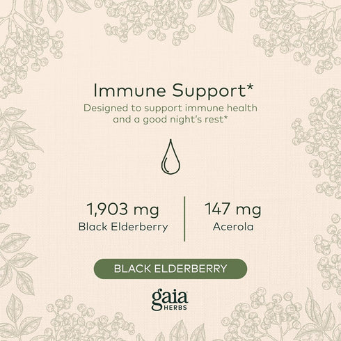 Gaia Herbs Black Elderberry, NightTime Syrup - Immune Support Supplement - with Organic Black Elderberries, California Poppy & Lemon Balm for Rest...
