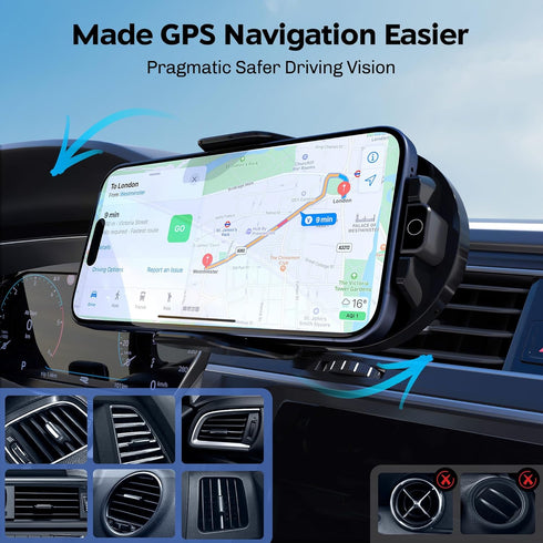 Wireless Car Charger with Phone Holder Mount, 15W-5W Qi Fast Charging Auto Clamping Car Charger Phone Holder Mount, for iPhone 15 14 13 12 11 Pro ...