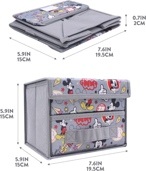 FINEX Gray Mouse Grey Foldable Storage Organizer Box for Desk - with Removable Drawer Collapsible...