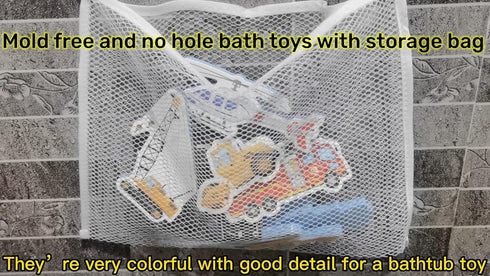 Foam Bath Toys for Toddlers- 29 Piece Vehicles Bath Stickers with Storage Bag Educational Floating Bathtub Traffic Preschool Non-Toxic Fun Bathing...