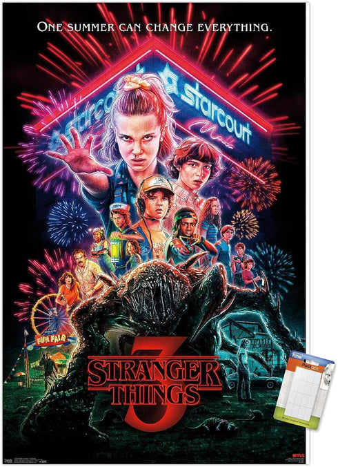 Trends International Netflix Stranger Things: Season 3 - One Sheet Wall Poster, 22.375" x 34", Poster & Mount Bundle...
