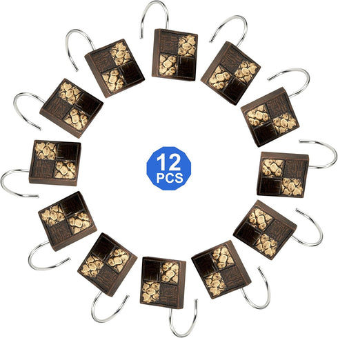 Popular Bath 713176 Shower Curtain Hooks, Zambia Collection, Set of 12, Animal Print/Beige, Chocolate...