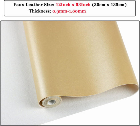 Ramya Smooth Solid Color Gold Faux Leather Sheets 1Rolls 12"X53"(30cm X 135cm),Faux Leather is Great for Handmade DIY Craft Projects, Bows,Leather...