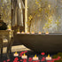 LANKER 500 PCS Red Artificial Rose Petals with 24 PCS Flickering Amber Yellow Flameless Tea Lights Candles for Valentine's Day and Romantic Occasi...