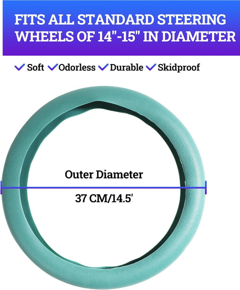 Universal Soft Silicone Steering Wheel Cover,Anti-Slip Steering Cover,Breathable Great Grip Cover for Steering Wheel,13“-15” Steering Wheel Protec...