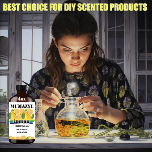 Lemon Essential Oil, Lemon Oil 4 Fl Oz 120ML for Diffuser Humidifier Yoga Cleaning DIY Candle Soap Making Lemon Essential Oils...