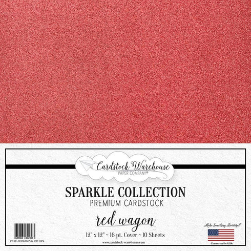 Cardstock Warehouse Sparkle Red Wagon Glitter - 12 x 12" - 16 Pt. / 280 Gsm Premium Cardstock Paper - 10 Sheets...