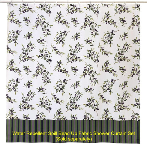 CAIT CHAPMAN HOME COLLECTION Four Seasons Series Olive Leaves and Branches Printed Nature Botanic Easy-Care Fabric Tablecloth (Olive Branch, 70" R...