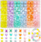 582Pcs Acrylic Pastel Beads Kit: 336 Macaron Color Rondelle, 144 Star, 54 Heart, 48 Flower Beads for Jewelry Making, Hair Braids...