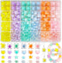 582Pcs Acrylic Pastel Beads Kit: 336 Macaron Color Rondelle, 144 Star, 54 Heart, 48 Flower Beads for Jewelry Making, Hair Braids...