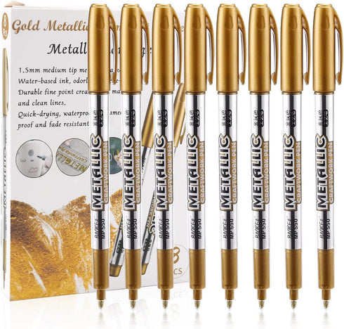 MYARTOOL Metallic Marker Pens, Gold Metallic Permanent Markers for Artist Illustration, Crafts, Gift Card Making, Scrapbooking, Fabric, DIY Photo ...