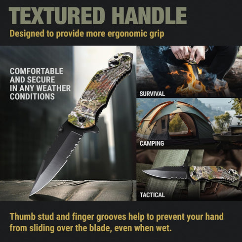 2.95” Legal Pocket Knife - Camo Folding Knife - Military Style - Small Sharp Tactical Knives - Best for Hunting Work Outdoor Activities - Mens Gif...