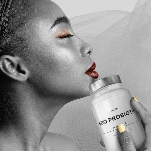 Amen Probiotics Supplement, SBO Probiotic and Organic Prebiotics, 50 Billion CFUs, Shelf Stable, No Refrigeration Required, Flora Daily Probiotic ...
