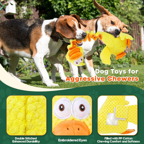Sturdy and Durable Duck Dog Toy for Chewy Dogs, with Crinkle Paper and Squeaker, Large Dog Interactive Tug-of-War Dog Toy, Keeps Busy, Suitable fo...