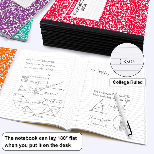 feela Composition Notebook, 8 Pack 8 Pastel Colors College Ruled Composition Books Bulk, Marble Cover Notepad Lined Cute Journal Notebooks for Sch...