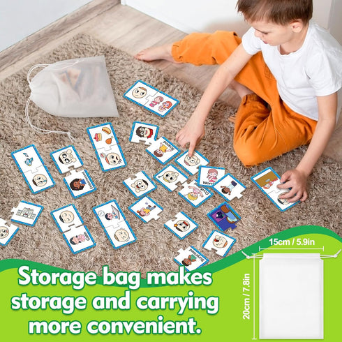 Feelings & Emotions Puzzle Cards,Feelings Chart Toys for Kids,Social Emotional Learning Activities,Speech Therapy Games,ADHD,Autism Learning Mater...