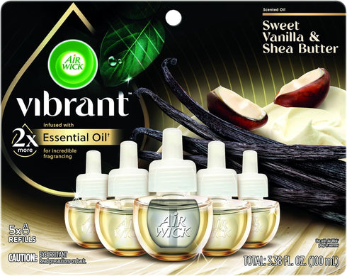Air Wick Scented Oil - Vibrant Refill Sweet Vanilla & Shea Butter 5 ct...