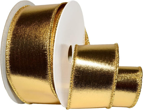 Morex Wired Lamè Ribbon, Wired Metallic, 2.5 inch by 10 yards, Gold...